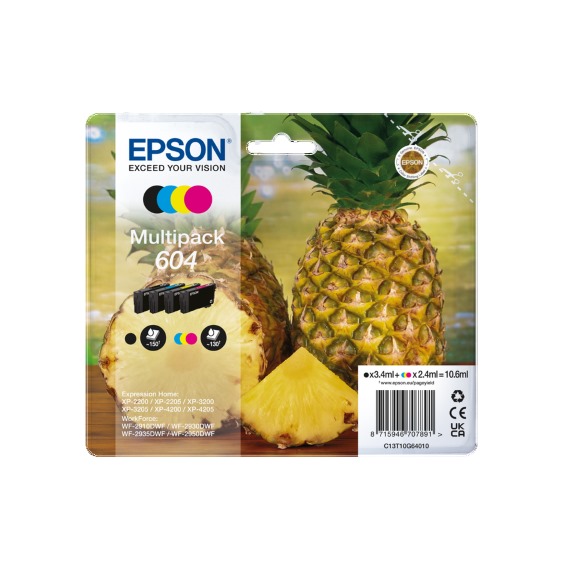 Epson T604 C13T10G64010 Multipack Nero, Ciano, Magenta e Giallo Originale