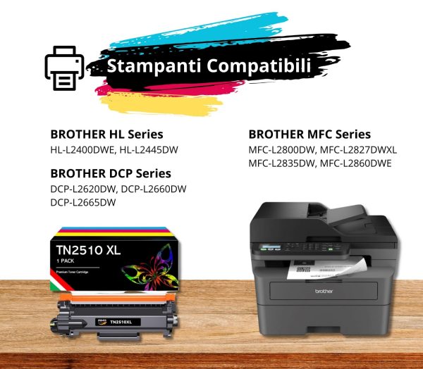 TN2510XL CON CHIP Toner alta capacità 3000 pagine