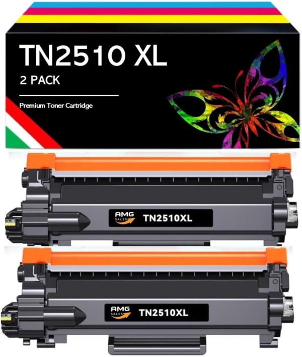 AMG Sales TN2510XL toner nero compatibile con chip per Brother — confezione 2 pezzi